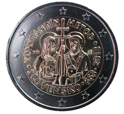 2 euros conmemorativa 1150 Aniversario de la Misión de Constantino y Metodio en la Gran Moravia